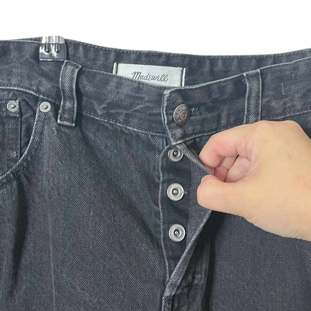 Madewell The Darted Barrel-Leg Jean Womens 28 Black Cotton Balloon Fit Jeans